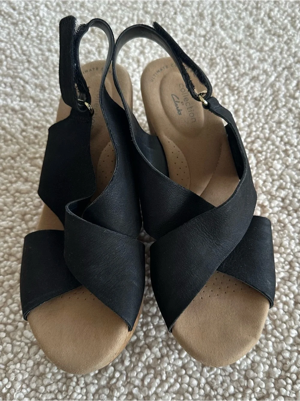 Clarks Annadel Eirwyn Wedge Sandal black size 7